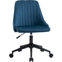 Vinsetto Bürostuhl  Drehstuhl, Schreibtischstuhl, Ergonomisch, Liniendesign, Höhenverstellbar, 360° drehbar, Samtartiges Polyester, Blau, 50x58x77-85cm  Aosom.de von Vinsetto