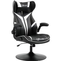 Vinsetto Gamingstuhl ergonomischer Computerstuhl mit Wippfunktion Drehstuhl höhenverstellbar Stahl Schwarz+Weiß 67 x 75 x 106-112 cm   Aosom von Vinsetto