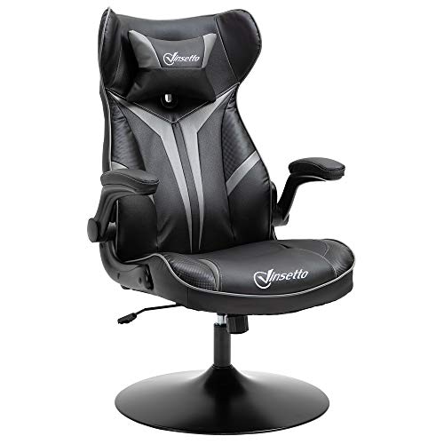 Vinsetto Gaming Stuhl ergonomischer Computerstuhl mit Wippfunktion Drehstuhl höhenverstellbar Stahl Schwarz+Grau 67 x 70 x 106-112 cm von Vinsetto