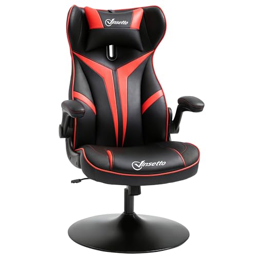 Vinsetto Gaming Stuhl ergonomischer Computerstuhl mit Wippfunktion Drehstuhl höhenverstellbar Stahl Schwarz+Rot 67 x 70 x 106-112 cm von Vinsetto