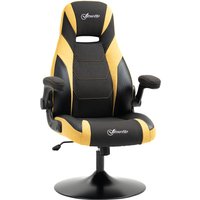 Vinsetto Gaming Stuhl  Wippfunktion, höhenverstellbar 110-116 cm, drehbar, Kunstleder, Gelb+Schwarz, für Spielzimmer  Aosom.de von Vinsetto