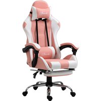 Vinsetto Drehstuhl  Gamingstuhl ergonomisch, höhenverstellbar, mit Kopfstütze, Lendenkissen, Schaumstoff, Kunstleder, PVC, Rosa+Weiß, 64x67x119-127cm  Aosom.de von Vinsetto