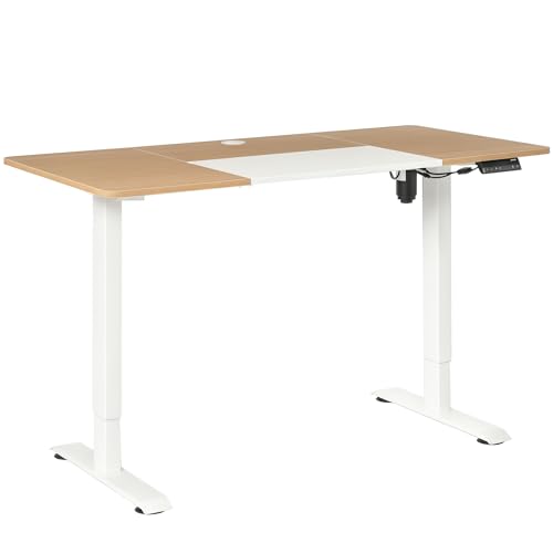 Vinsetto Höhenverstellbarer Schreibtisch Elektrisch 140 x 70 cm Computertisch mit 4 Memory-Steuerung, 4 TLG. Tischplatte, Steh-Sitz Tisch mit Anti-Kollision, Überhitzungsschutz Weiß von Vinsetto