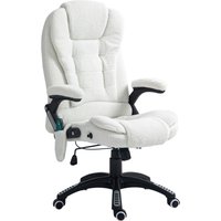 Vinsetto Massage-Bürostuhl, 67x74x107-116cm, höhenverstellbar, mit Wippfunktion, Heizfunktion, Liegefunktion, Fußstütze, Teddysamt, Weiß   Aosom von Vinsetto