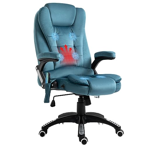 Vinsetto Bürostuhl Massagesessel mit Wärmefunktion Chefsessel mit Massagefunktion höhenverstellbarer Drehstuhl ergonomischer Gamingstuhl Massage Blau 68 x 72 x 110–120 cm von Vinsetto