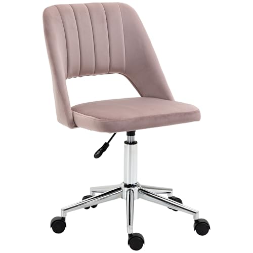 Vinsetto Bürostuhl mit mittlerer Rückenlehne, Samtstoff, drehbar, Jakobsmuschelform, Computer-Schreibtischstuhl für Zuhause, Arbeitszimmer, Schlafzimmer, Rosa Vinsetto Bürostuhl mit mittlerer Rückenlehne, Samtstoff, drehbar, Jakobsmuschelform, Computer-Schreibtischstuhl für Zuhause, Arbeitszimmer, Schlafzimmer, Rosa von Vinsetto