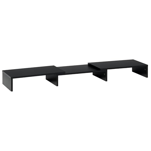 Vinsetto Monitorständer Länge Winkel verstellbar doppelter Bildschirmständer Monitorhalter Holzregal für Computerbildschirm Laptop 80-117 x 23,5 x 10 cm von Vinsetto