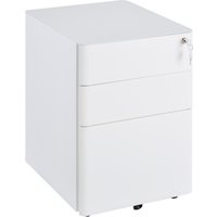 Vinsetto Rollcontainer  Mobiler Aktenschrank mit 3 Schubladen, Büroschrank, Stahl, Weiß, 39x48x59cm  Aosom.de von Vinsetto