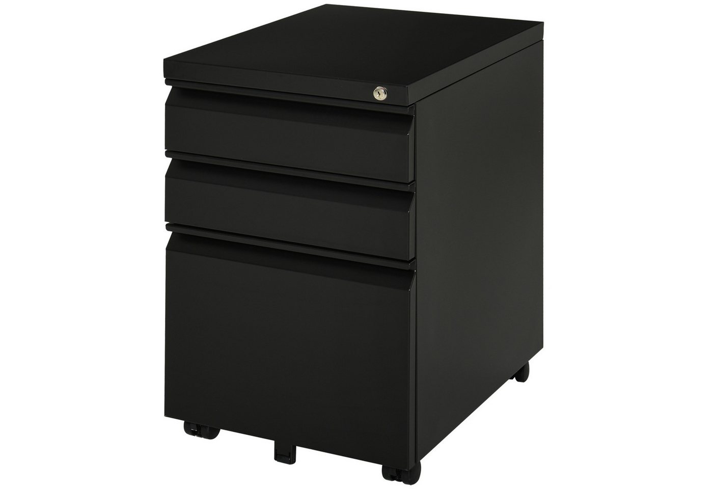 Vinsetto Rollcontainer Aktenschrank Büroschrank mit 3 Schubladen Büromöbel, (Büroschrank, 1 St., Aktenschrank), Stahl Schwarz 39 x 48 x 60 cm von Vinsetto