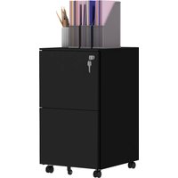 Vinsetto Rollcontainer  Aktenschrank mit 2 Schubladen, Abschließbar, auf Rollen, Stahl, Schwarz, 37x43,5x67,5cm  Aosom.de von Vinsetto