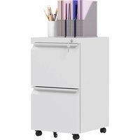 Vinsetto Rollcontainer Aktenschrank mit 2 Schubladen, Bürocontainer Abschließbar, Standcontainer, Büroschrank für A4-Format, Stahl, Weiß, 37 x 43,5 x 67,5 cm von Vinsetto