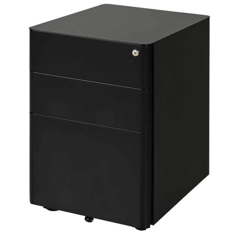 Vinsetto Rollcontainer mit 3 Schubladen Aufbewahrung Stahl Schwarz 39 x 48 x59cm von Vinsetto
