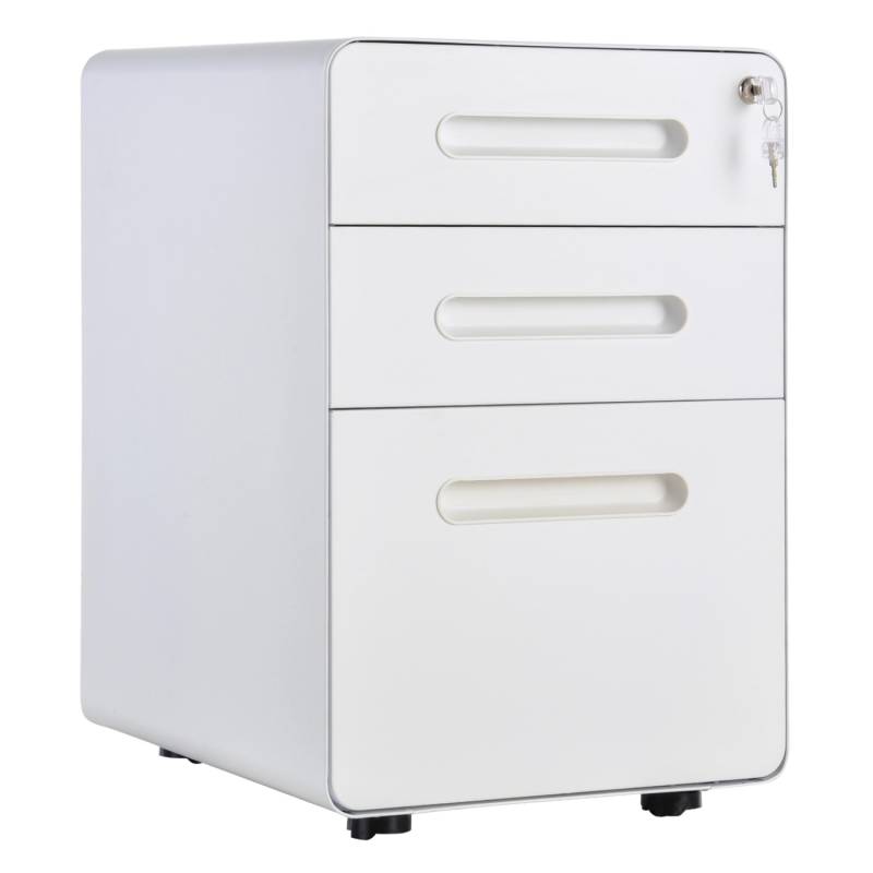 Vinsetto Rollcontainer mit 3 Schubladen Aufbewahrung Stahl Weiß 39 x 48 x 59 cm von Vinsetto