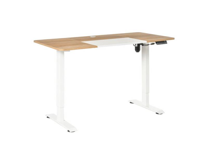 Vinsetto Schreibtisch Elektrischer Tischgestell mit Motor Computertisch (Stehschreibtisch, 1-St., Arbeitstisch), Metall Spanplatte Natur+Weiß 140 x 70 x 72-116 cm von Vinsetto
