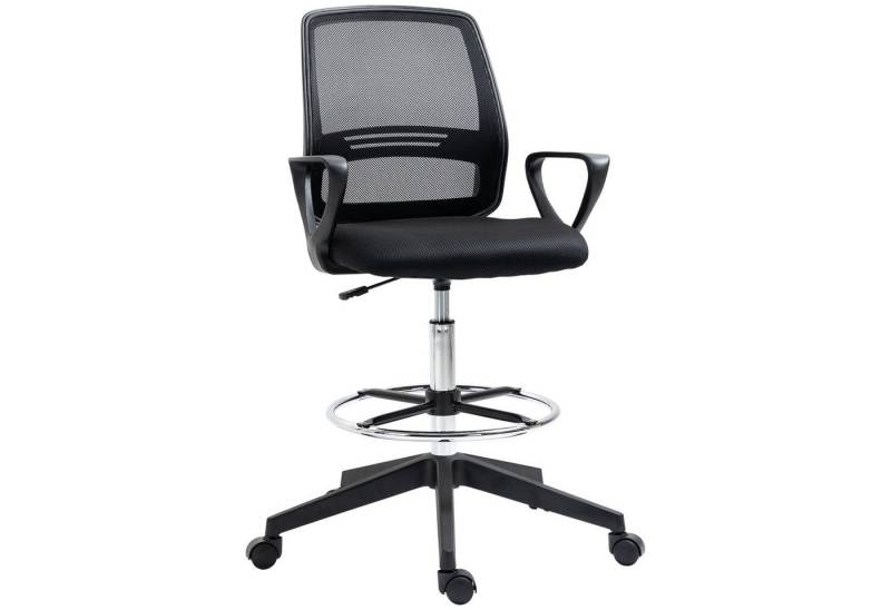 Vinsetto Schreibtischstuhl Arbeitsstuhl Ergonomischer Drehstuhl Bürostuhl (höhenverstellbare Stehhilfe mit Fußstütze, 1 St), 59,5 x 60 x 102,5–126 cm von Vinsetto