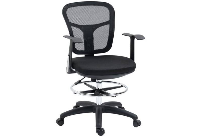 Vinsetto Schreibtischstuhl Bürostuhl, Ergonomischer Zeichenstuhl Computerstuhl mit Armlehne (Drehstuhl für Büro, Wohnzimmer, 1 St), Mesh, Schwarz von Vinsetto