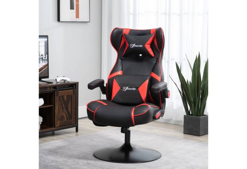 Vinsetto Schreibtischstuhl höhenverstellbarer Gaming Stuhl mit Wippfunktion (Bürostuhl, 1 St), Kunstleder Rot+Schwarz 69 x 73 x 112-118 cm von Vinsetto