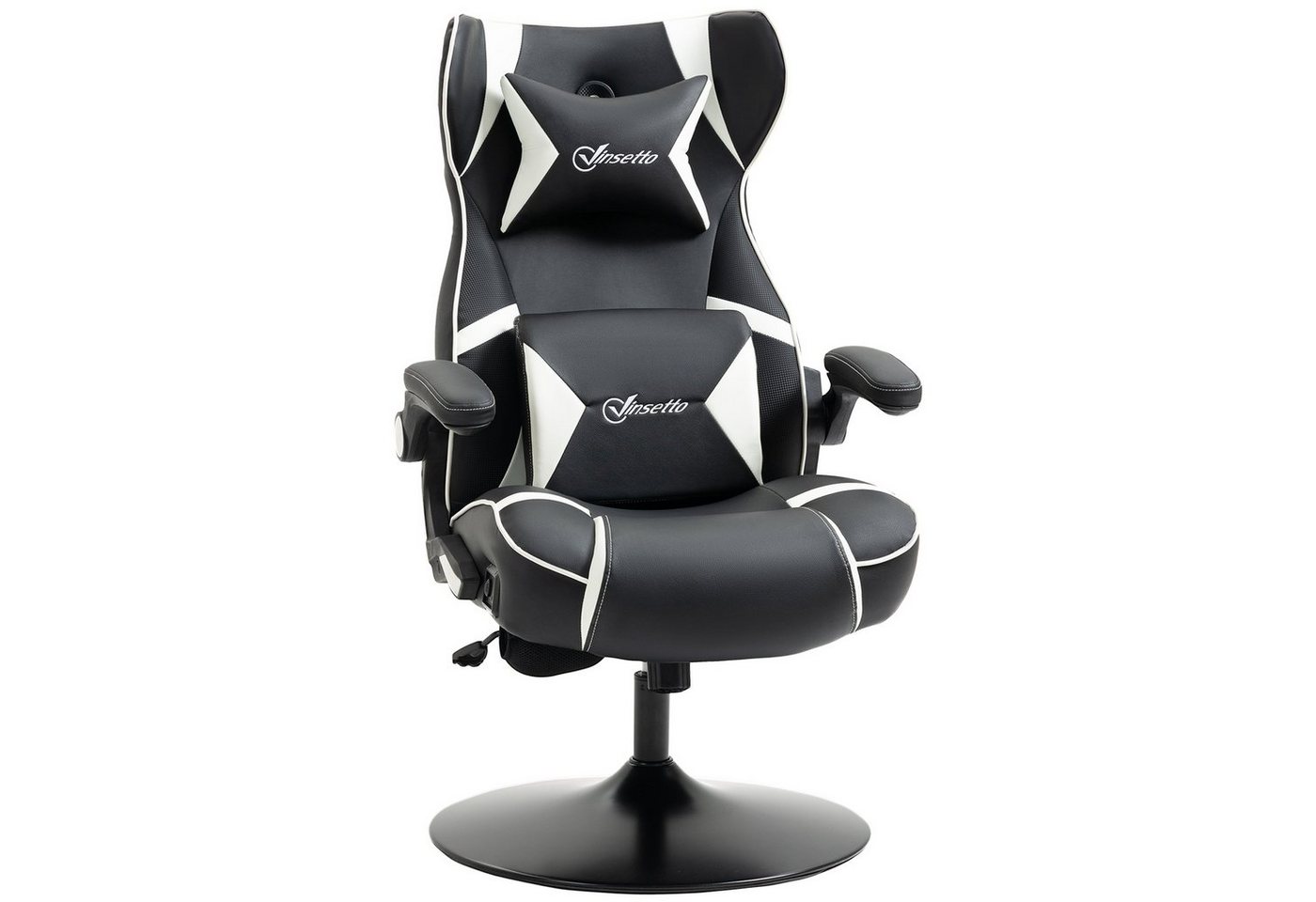 Vinsetto Schreibtischstuhl höhenverstellbarer Gaming Stuhl mit Wippfunktion (PC-Stuhl, 1 St), Weiß+Schwarz 69 x 73 x 112-118 cm von Vinsetto