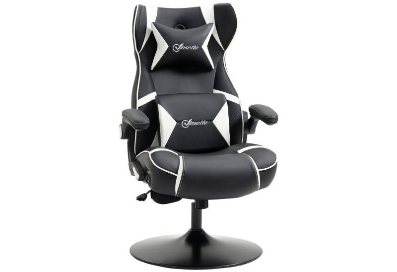 Vinsetto Schreibtischstuhl höhenverstellbarer Gaming Stuhl mit Wippfunktion (PC-Stuhl, 1 St), Weiß+Schwarz 69 x 73 x 112-118 cm von Vinsetto
