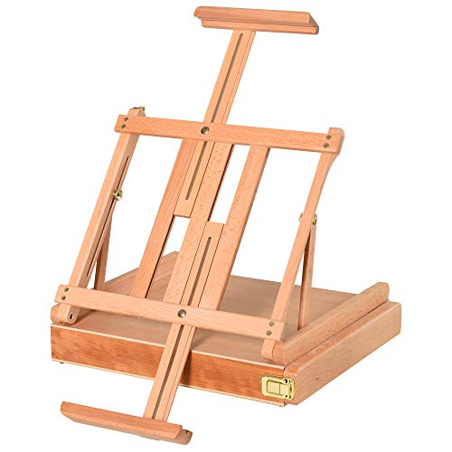 Vinsetto Staffelei Keilrahmen Kofferstaffelei Atelierstaffelei Winkelverstellbar Faltbar mit Schublade Buchenholz Natur 42 x 36 x 12,5 cm von Vinsetto