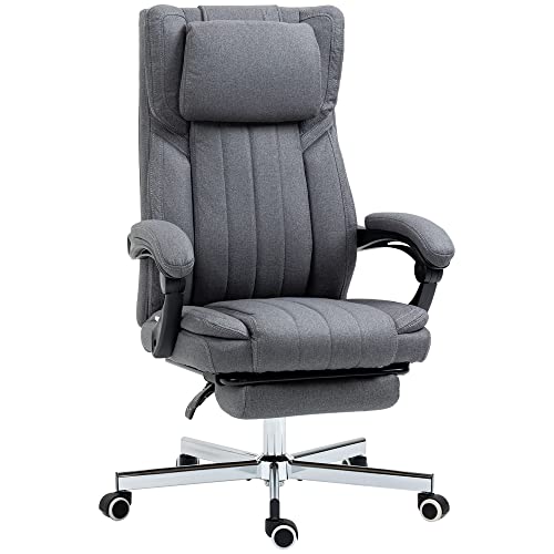 Vinsetto Stuhl Bürostuhl Bürostuhl ergonomischer Stuhl höhenverstellbare Rückenlehne neigbare Armlehne Fußstütze und Kopfstütze Bürostuhl mit Lenkrollen 65x61x105-113cm dunkelgrau von Vinsetto
