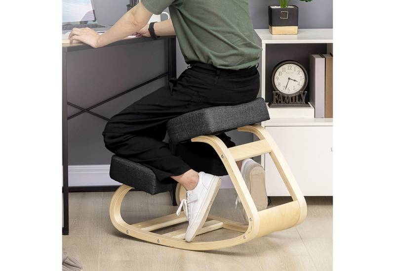 Vinsetto Stuhl Ergonomischer Kniestuhl zur Verbesserung der Körperhaltung (Gesundheitsstuhl, 1 St), für Zuhause, Büro, Schwarz von Vinsetto
