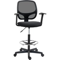 Vinsetto ergonomischer Bürostuhl  Schreibtischstuhl, Drehstuhl, Zeichenstuhl, verstellbarer Fußring, bis 120 kg, Schwarz, 60x56x110-132 cm  Aosom.de von Vinsetto