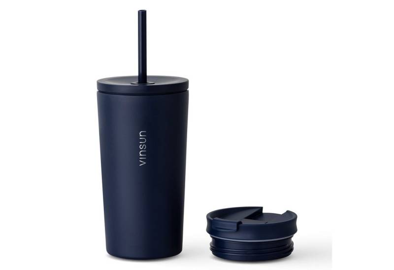 Vinsun Thermobecher Edelstahl Becher mit Strohhalm 480ml - Isolierbecher auslaufsicher, Edelstahl, Doppelwandig isoliert, BPA frei, bruchfest, Kalt- und Heißgetränke Vinsun Thermobecher Edelstahl Becher mit Strohhalm 480ml - Isolierbecher auslaufsicher, Edelstahl, Doppelwandig isoliert, BPA frei, bruchfest, Kalt- und Heißgetränke von Vinsun