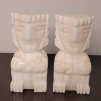 2 Vintage Geschnitzte Marmor Onyx Stein Azteken Maya Tiki Buchstützen Statuen von VintAgeandMore7