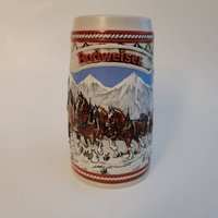 Budweiser Stein Becher, Vintage Bierkrüge, Keramik Barware Deutschland Bierkrüge von VintAgeandMore7