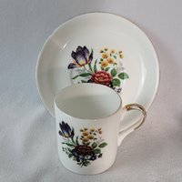 Royal Rose Espresso Halbtasse Und Untertasse, Blumenfarbe, Goldbesatz 404 von VintAgeandMore7