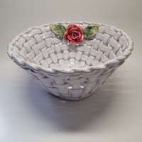 Vintage Gitter Korb Gewebt Obstschale Keramik 10 "Durchmesser von VintAgeandMore7