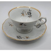 Vintage Teetasse Und Untertasse Weißgold Trim von VintAgeandMore7