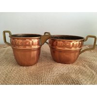 Skandinavisch Vintage Kupfer Zuckerdose Und Milchkännchen, Milchkännchen Zucker Set Skandinavisch Vintage Kupfer Zuckerdose Und Milchkännchen, Milchkännchen Zucker Set von VintaVoyage