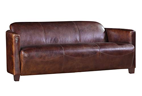 Clubsofa Rocket 3-Sitzer Vintage Cigar Leder Dunkelbraun Echtleder Couch Sofa von Vintage-Line