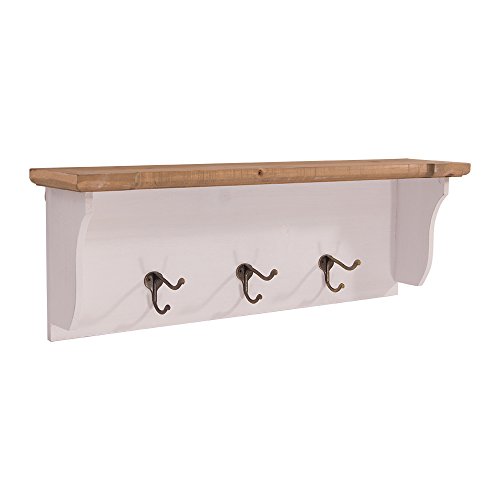 Garderobe Calan Landhaus Stil 3 Kleiderhaken Holz Vintage Look Regal weiß von Vintage Line
