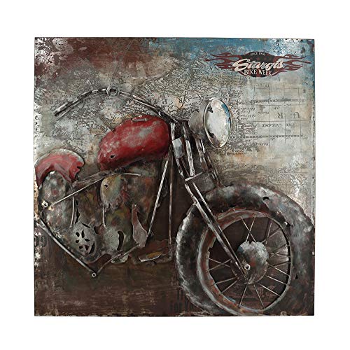 Handgefertigtes Metallbild 3D-Optik Verschiedene Größen Kunst Bild Wandbild (Bike Week Red) von Vintage-Line