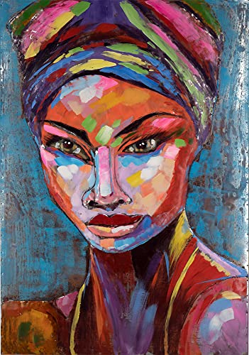 Handgefertigtes Metallbild 3D-Optik Verschiedene Größen Kunst Bild Wandbild (Woman Modern Art I - 120x80cm) von Vintage Line