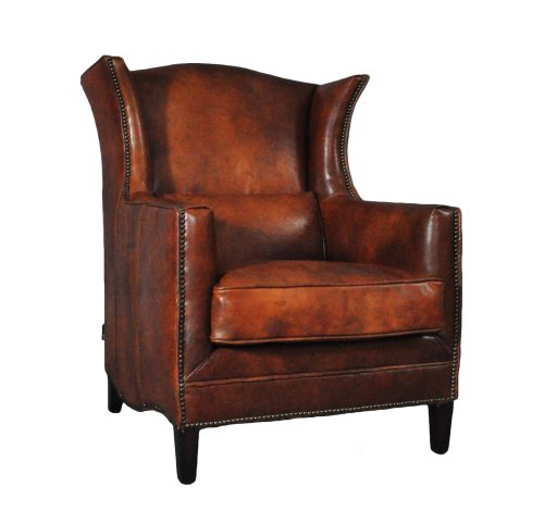 Ohrensessel Syston Vintage Leder Echtleder Sessel Vintage Cigar Dunkelbraun von Vintage Line