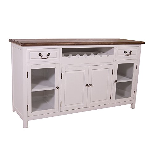 Sideboard mit Weinfach Varde Holz Vintage Look Creme weiÃƒŸ von Vintage-Line