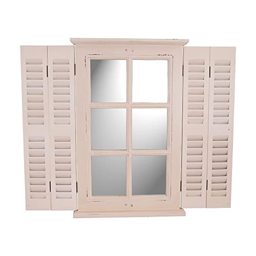 Vintage-Line Spiegel Karlum cremeweiß Wandspiegel Fensterläden Landhausstil Holz Lamellen von Vintage-Line