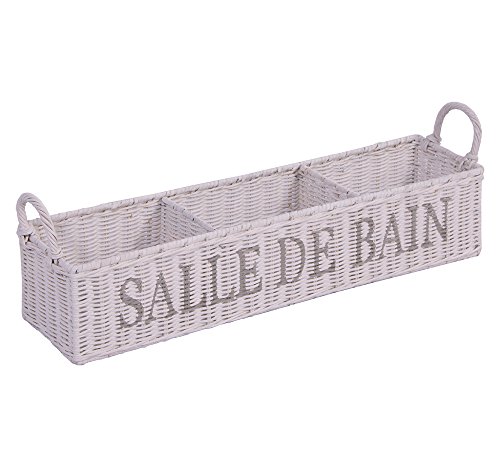 Vintage Line Aufbewahrungsbox Salle de Bain weiß Rattankorb Körbchen Aufbewahrungskorb Naturrattan von Vintage Line