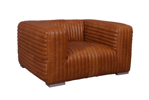 Vintage Line Designsessel Lamberton Columbia Brown, hell Echtleder Sessel von Vintage Line
