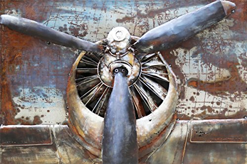 Vintage Line Handgefertigtes Metallbild 3D-Optik Verschiedene Größen Kunst Bild Wandbild (Metallbild Propeller (ca. 110x70 cm)) von Vintage Line