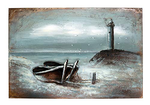 Vintage Line Handgefertigtes Metallbild 3D-Optik Wandbild Verschiedene Größen Kunst Bild (Metallbild Ebbe (ca. 120x80 cm)) von Vintage Line