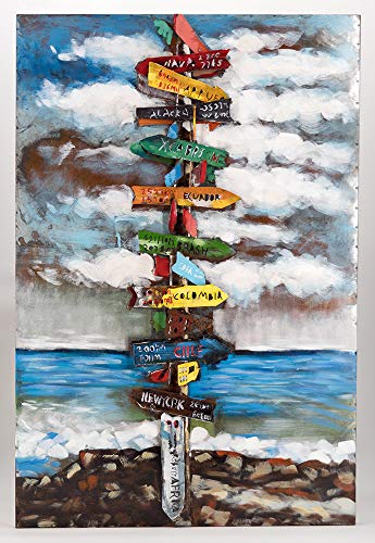 Vintage Line Handgefertigtes Metallbild 3D-Optik Wandbild Verschiedene Größen Kunst Bild (Metallbild Wegweiser (ca. 80x120 cm)) von Vintage Line