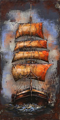 Vintage Line Handgefertigtes Metallbild Sailing ca. 70x140 cm Kunst Bild 3D-Optik Wandbild von Vintage Line