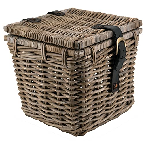 Vintage-Line Rattankorb Truhe Stockholm Rattan mit Zwei Lederschließen (Größe M) von Vintage-Line