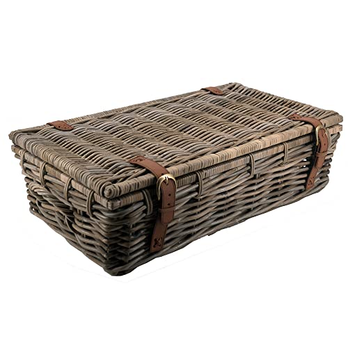 Vintage Line Rattankorb Truhe Travel Rattan mit 2 Lederschließen von Vintage Line