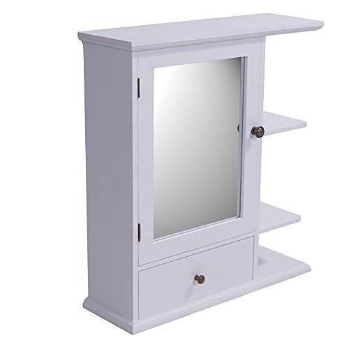 Vintage Line Regal Bismo Spiegelschrank Spiegel Wandregal Küchenregal Gewürzregal Landhaus weiß von Vintage Line
